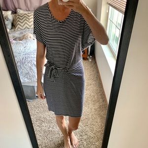Navy Striped Wrap Dress